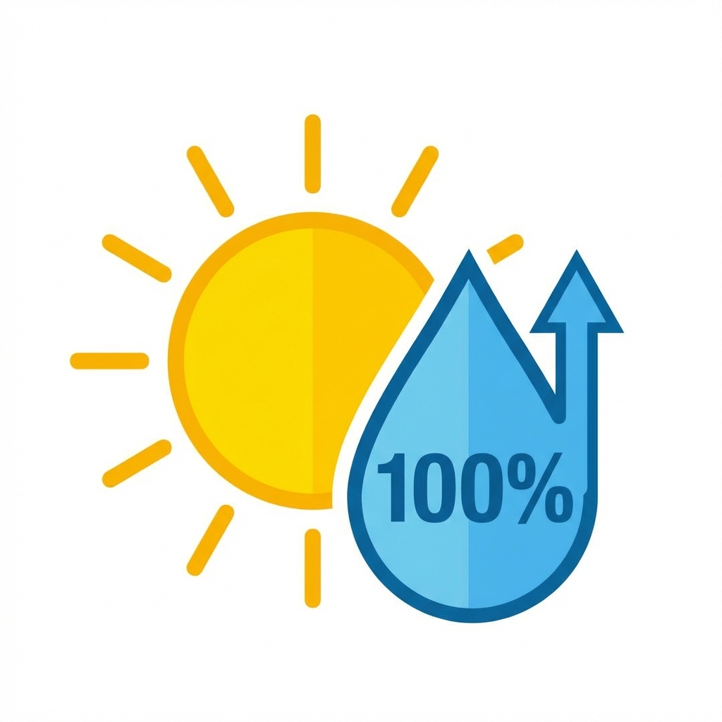 Plein soleil : exposition directe toute la journée, besoin en eau à 100 % de la valeur de référence